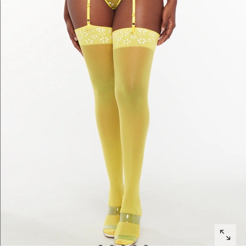 Savage X Fenty Daisy Yellow Thigh High Stockings